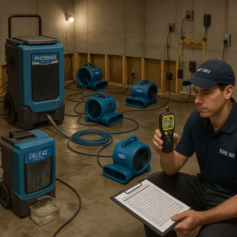 Structural Drying and Dehumidification process in Carmichael, CA